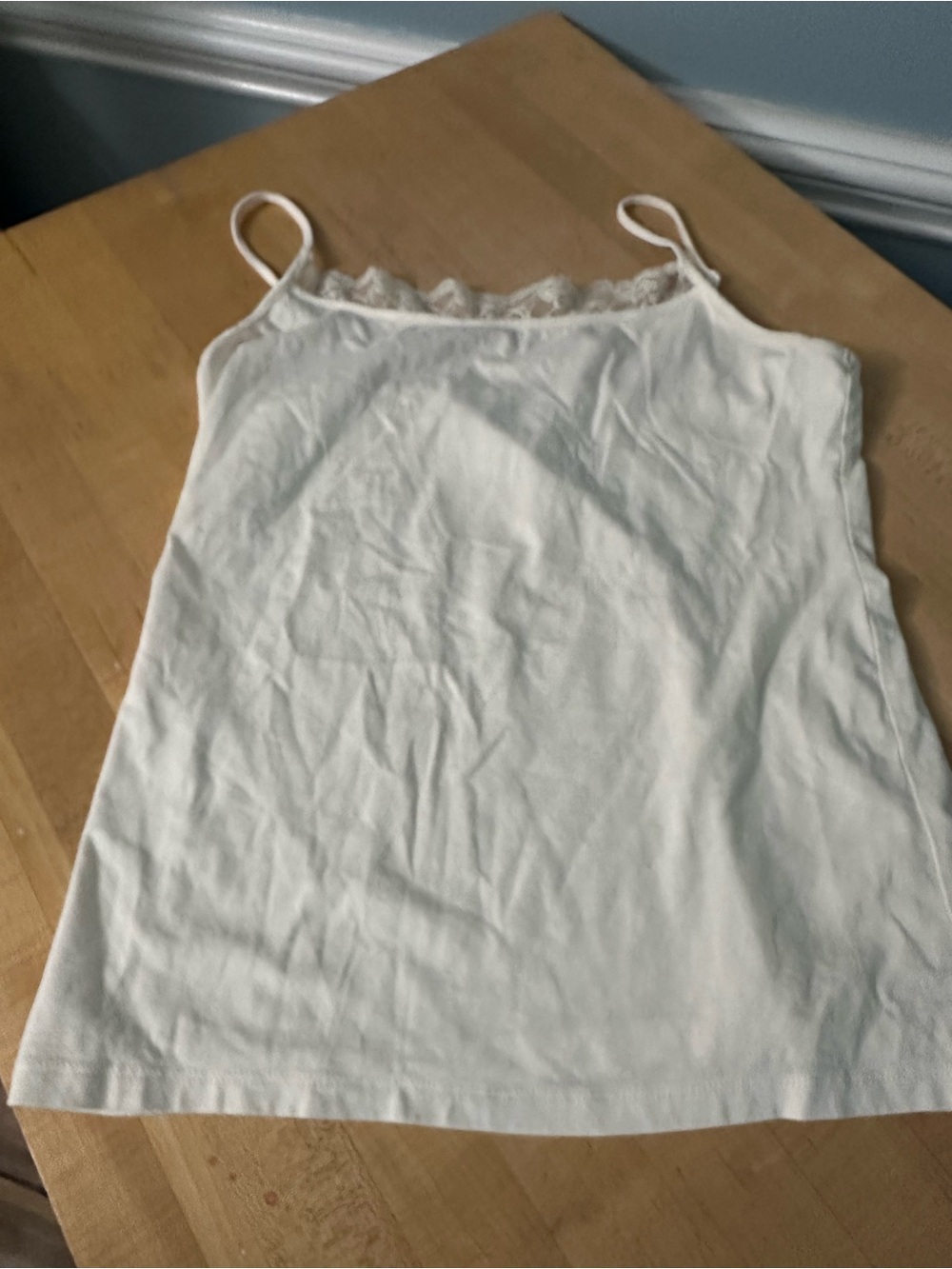 Ann Taylor Cream Lace-Trim Camisole